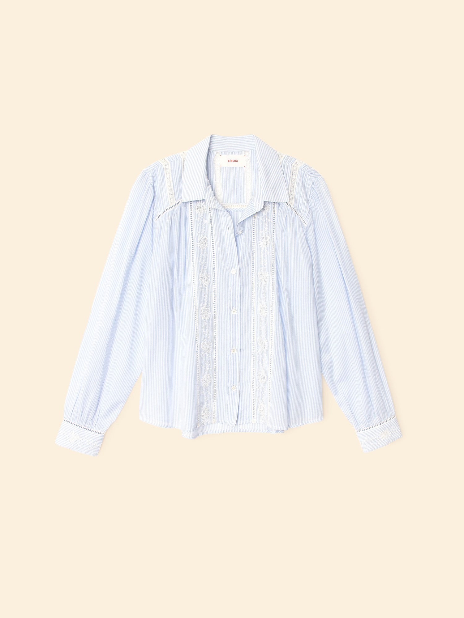 XIRENA Viviana Shirt Blue & White Stripes | Chi